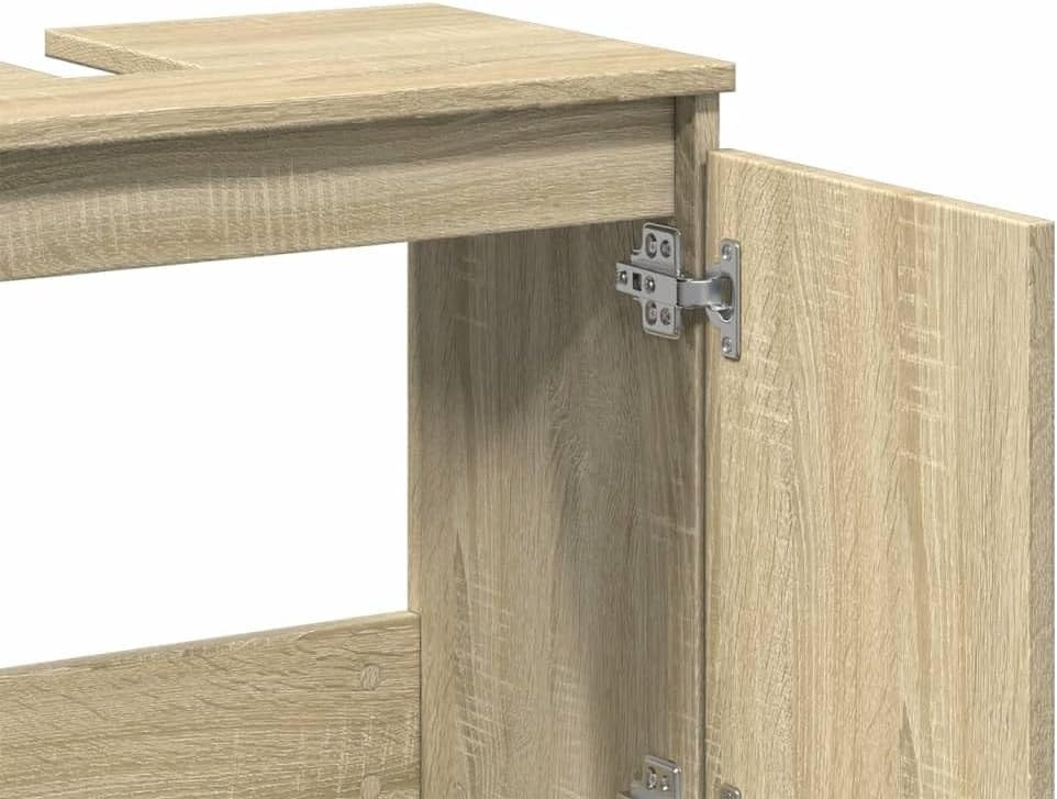 Sonoma Oak Under Sink Bathroom Cabinet 58x33x60cm – Modern Vanity Storage Unit