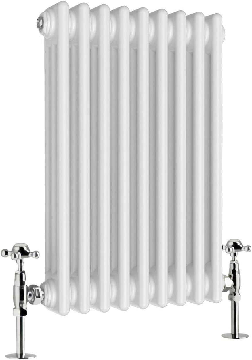 Triple Column Horizontal Radiator 600x425mm White Cast Iron Style