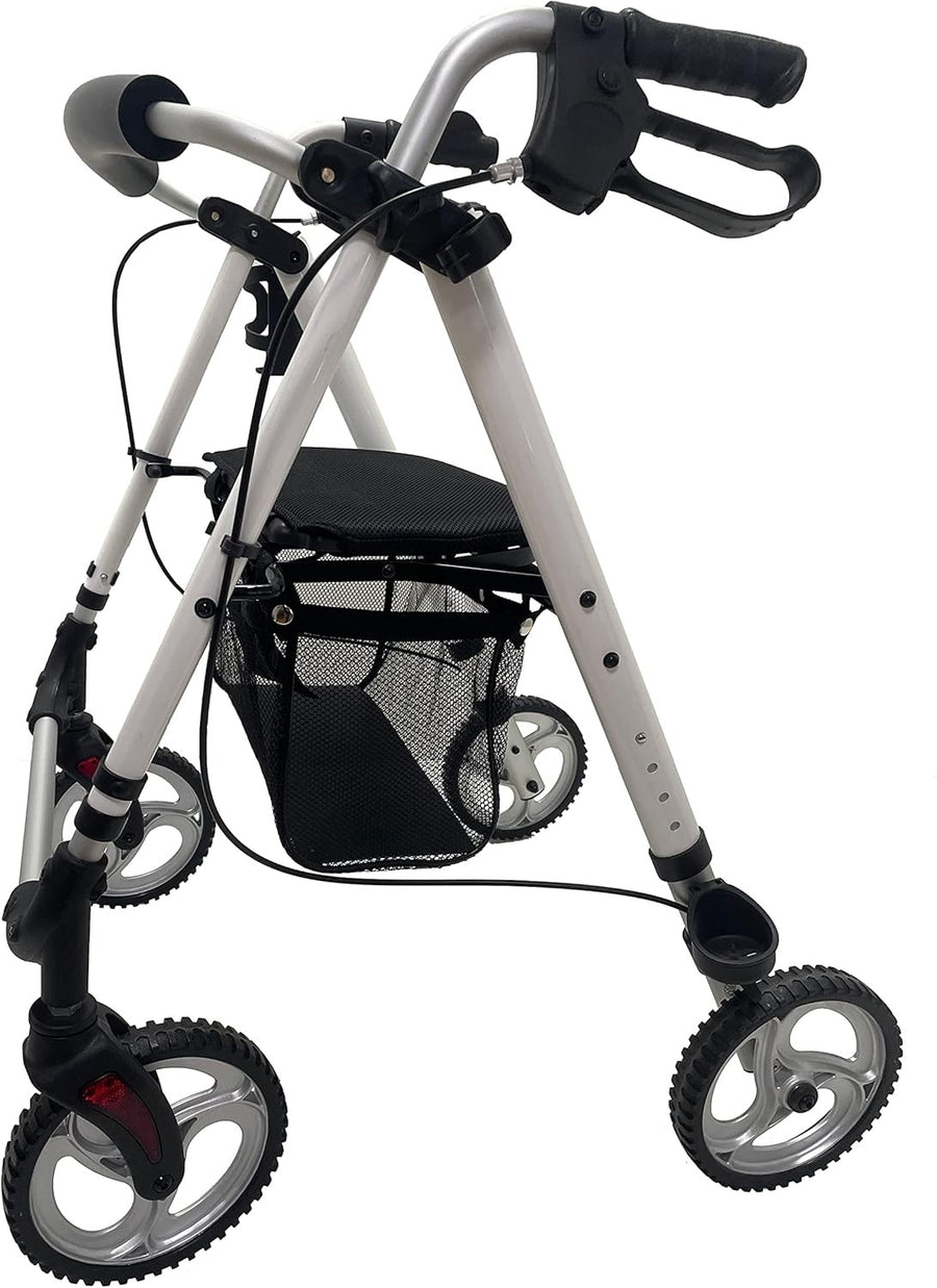Lightweight Aluminium Rollator Walker with Seat Folding 4 Wheel Mobility