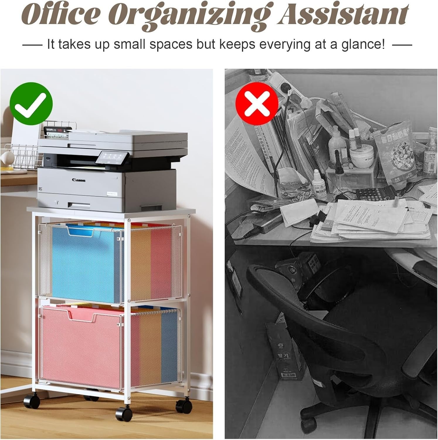 Letter Legal Rolling File Cabinet Cart 2 Drawer Mobile Storage White Storage