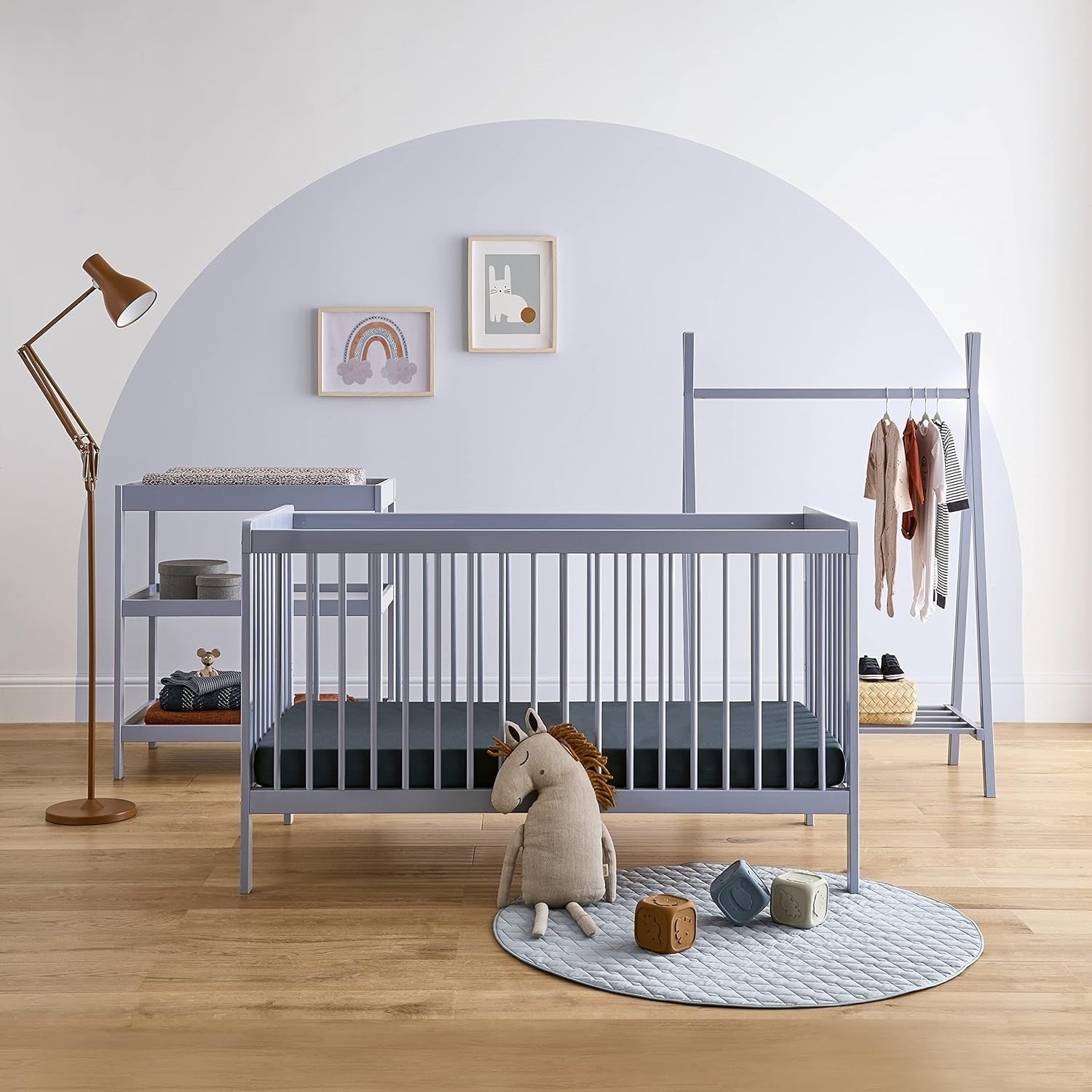 Flint Blue Baby Clothes Rail with Shoe Shelf 137cm