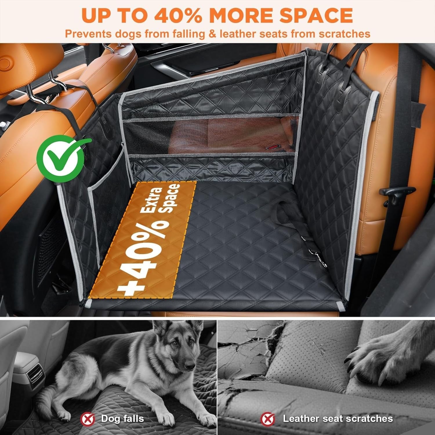 Dog Car Seat Extender Hard Bottom Waterproof Hammock Medium Pet Travel