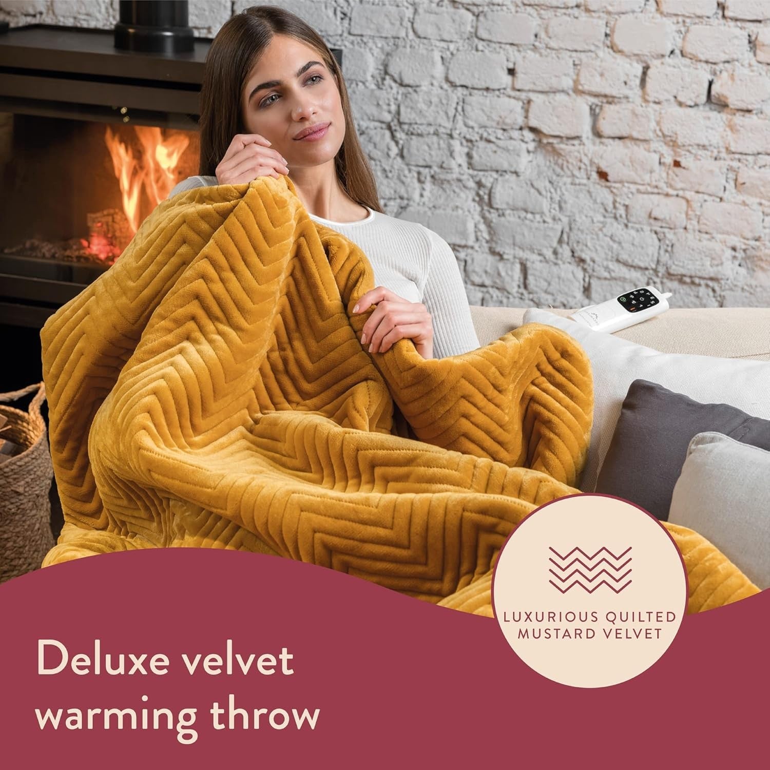 Electric Heated Throw Blanket Velvet Quilted Fast Heat Timer 160x120cm