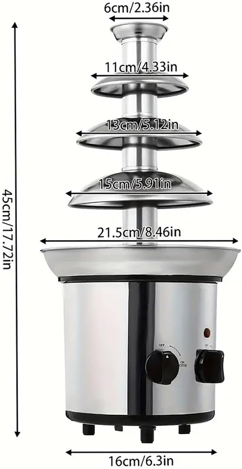 4 Tier Chocolate Fountain Stainless Steel Fondue Machine 4lb
