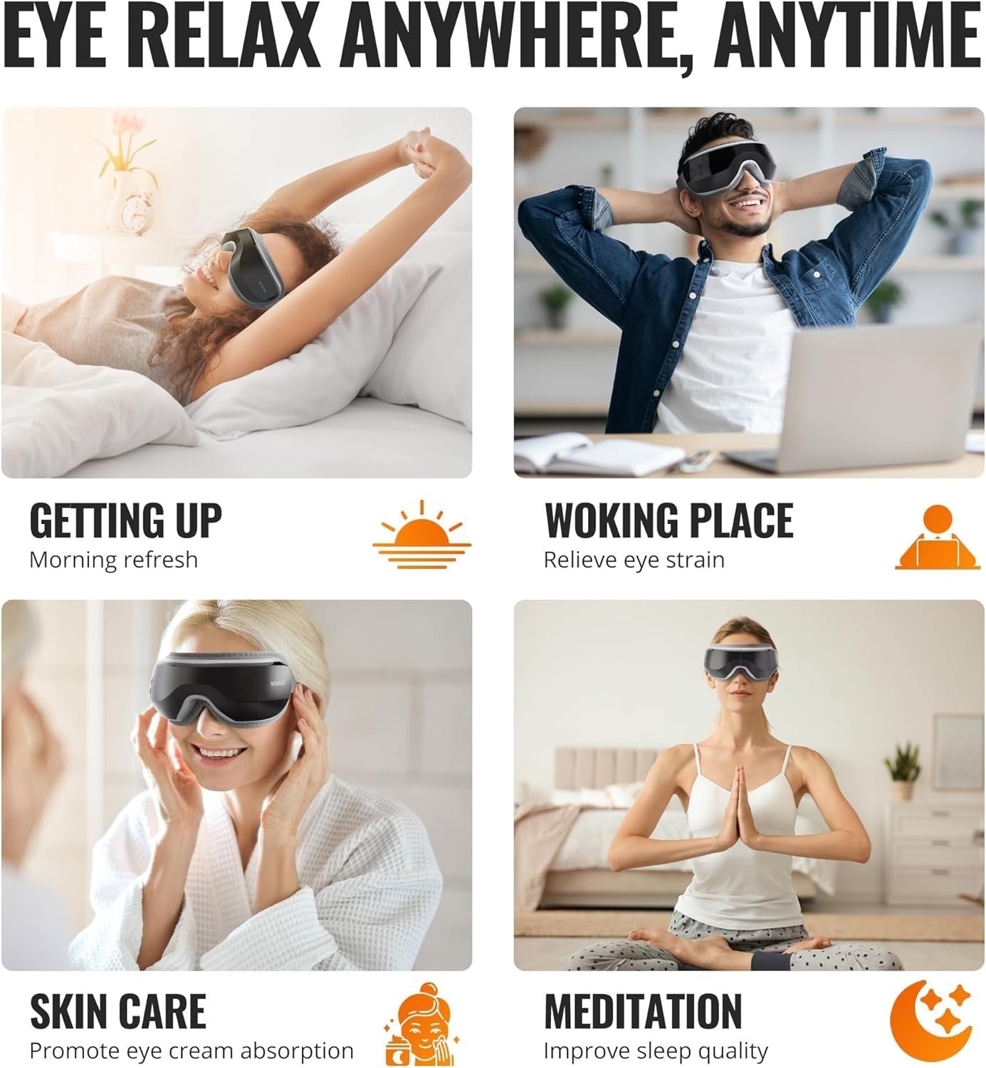 Heated Eye Massager FSA HSA Eligible Heat Compression Bluetooth