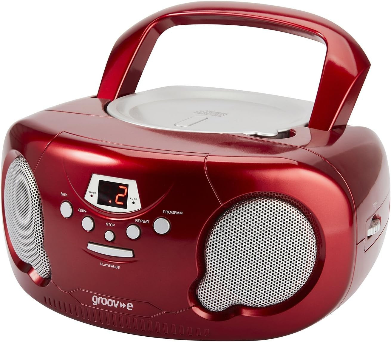 Portable Boombox CD Player Bluetooth Radio AUX Headphone LED Red