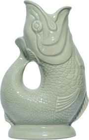 Sage Green Fish Shaped Glug Jug Ceramic Water Pitcher Decorative 0.6L 22cm
