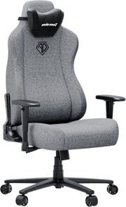 Large Ergonomic Gaming Chair Reclining Linen Fabric Grey