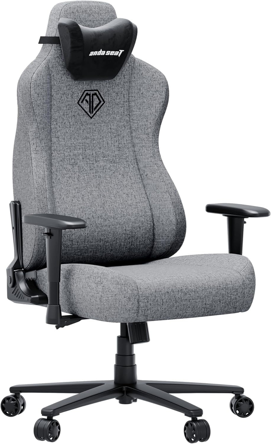 Large Ergonomic Gaming Chair Reclining Linen Fabric Grey