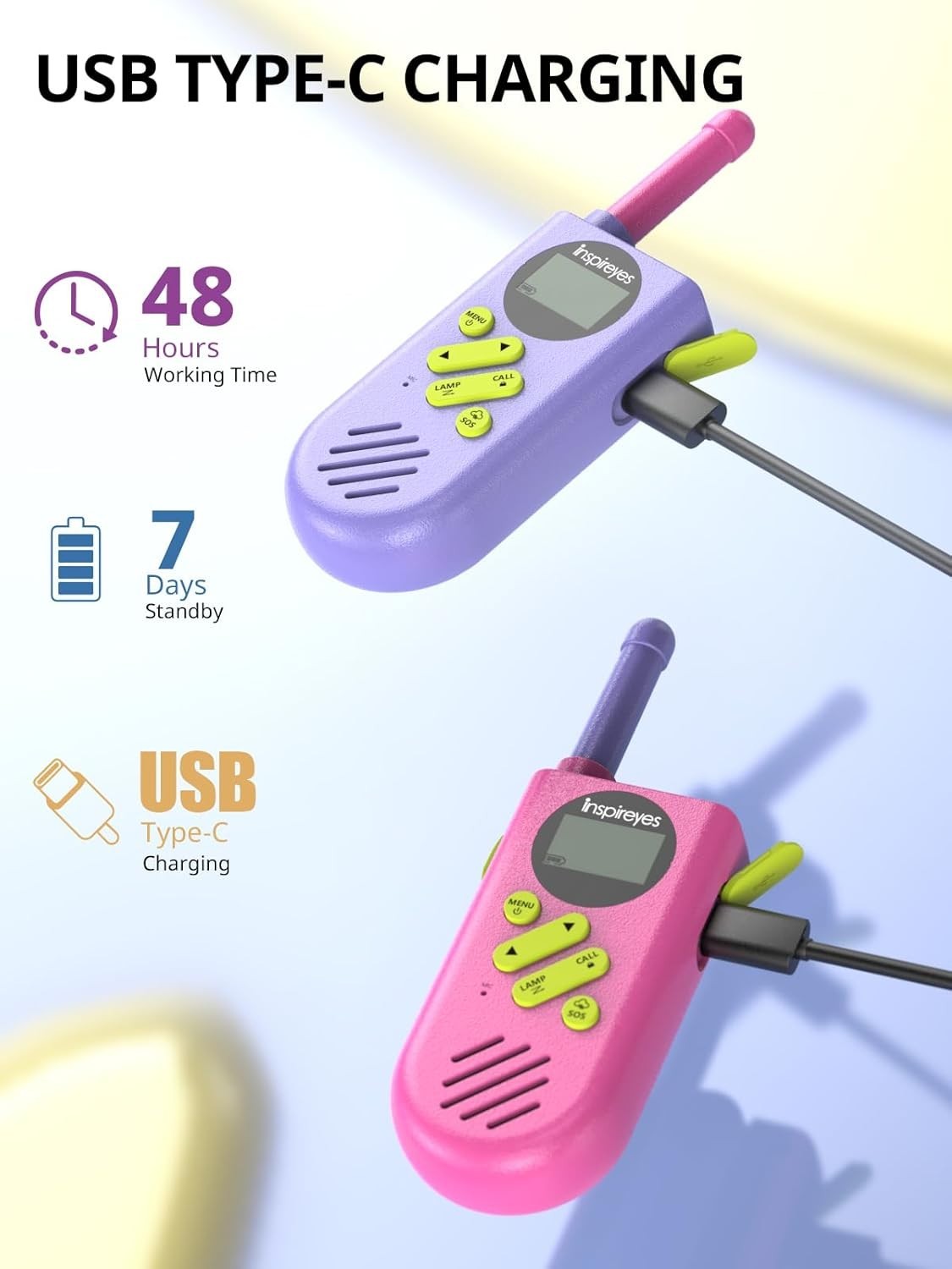 Kids Rechargeable Walkie Talkies Berry Duo 2 Pack Long Range 2 Way Radio