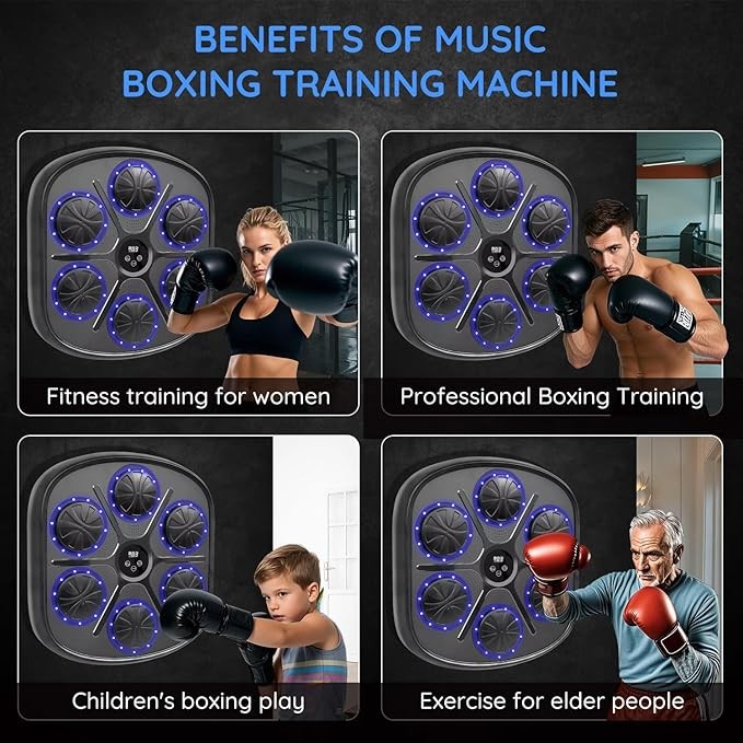 Smart Music Boxing Machine Bluetooth LED Wall Punch Trainer 9 Modes