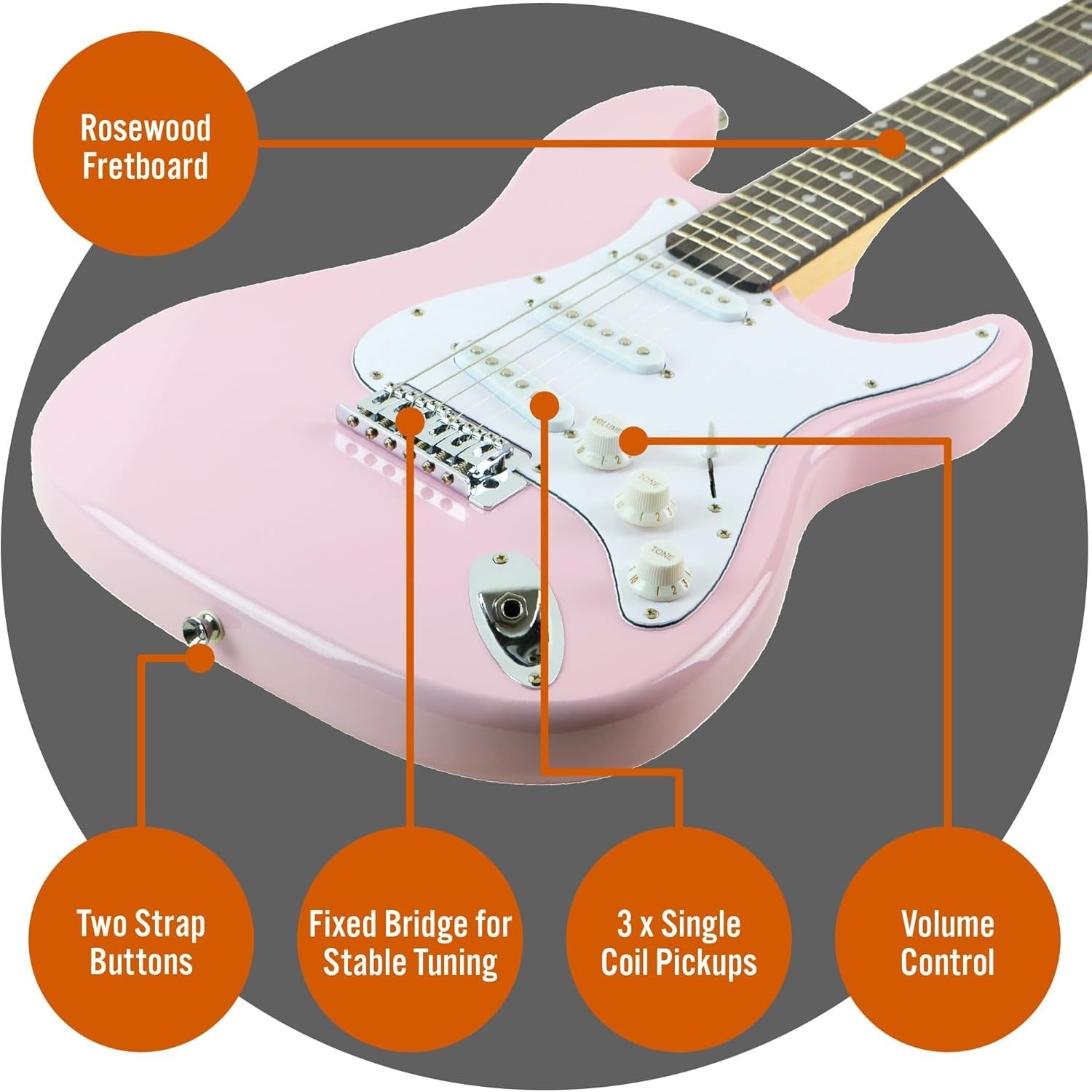 Full Size 4/4 Electric Guitar Starter Kit Pink with Amp