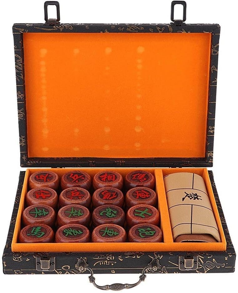 PU Case Chinese Chess Travel Set Wooden Xiangqi Classic Board Game
