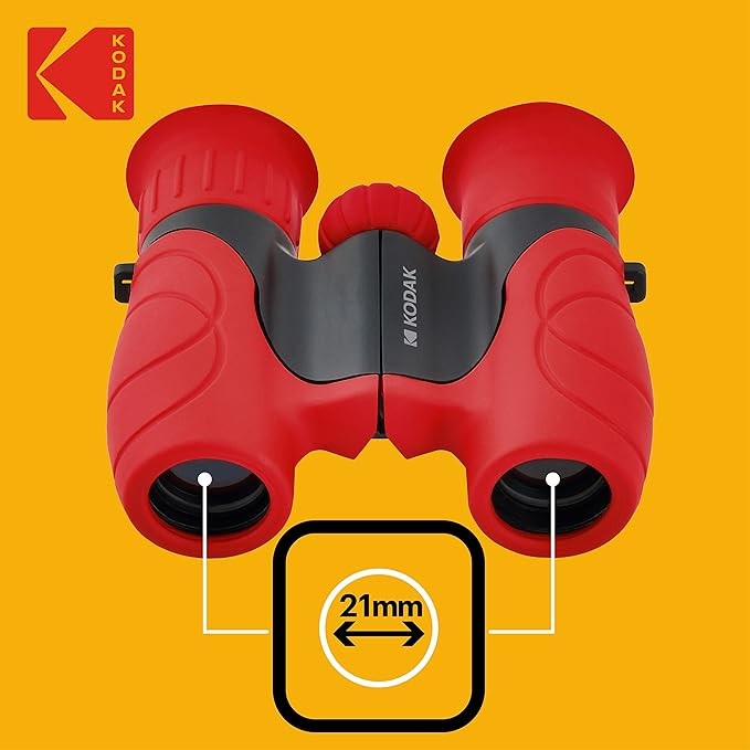 Kids 8x Compact Binoculars Soft Rubber Lightweight Outdoor Adventure Red