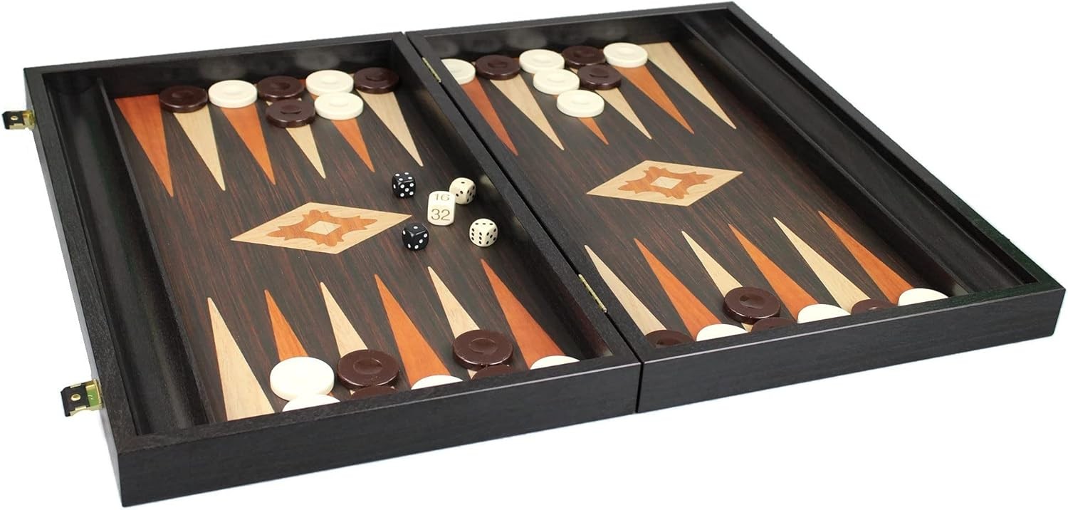 23 Inch Wooden Tournament Backgammon Set Foldable Luxury Board Game
