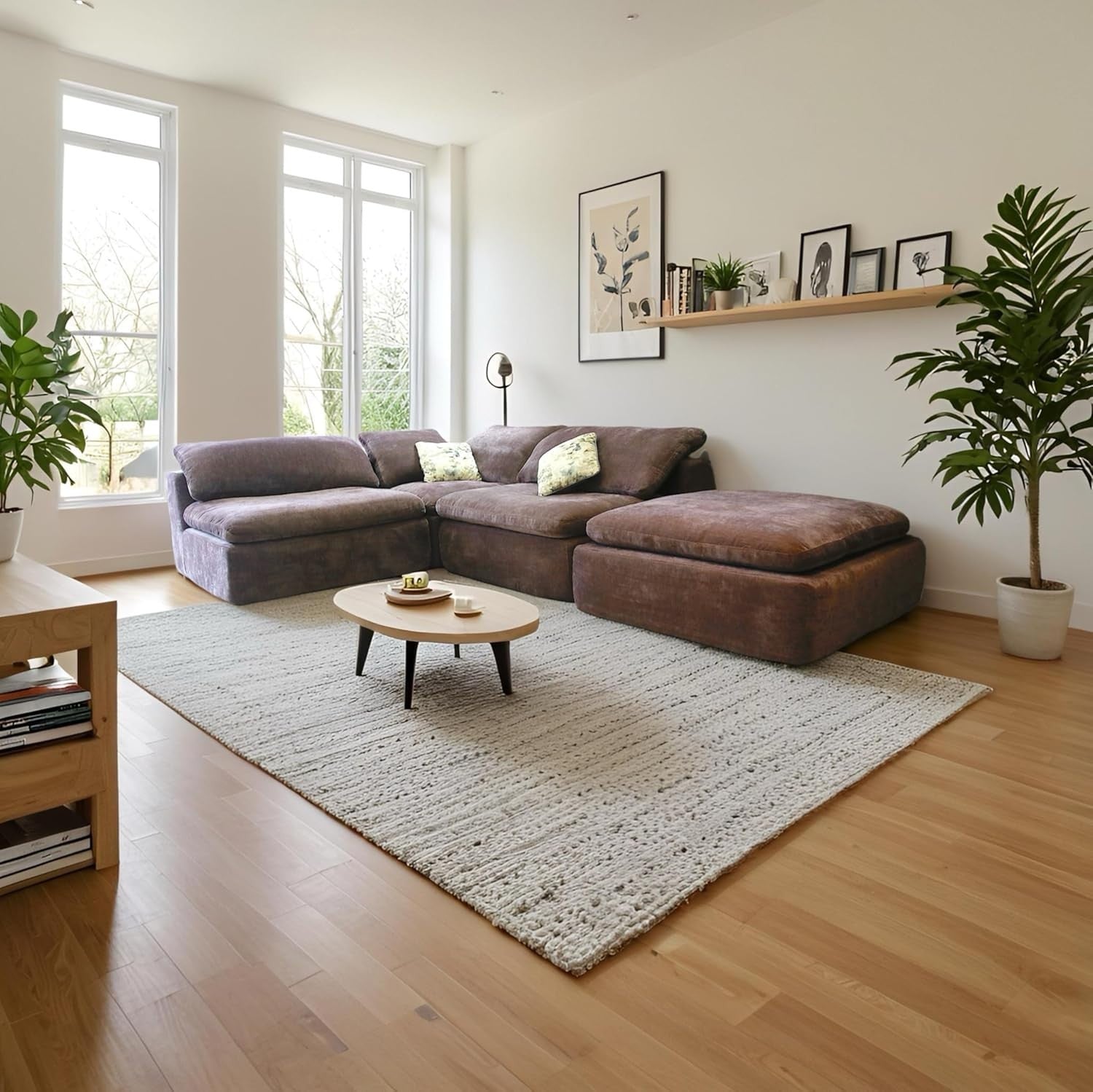 Modern L-Shaped 4-Seater Sectional Sofa with Chaise, Reversible Fabric Couch