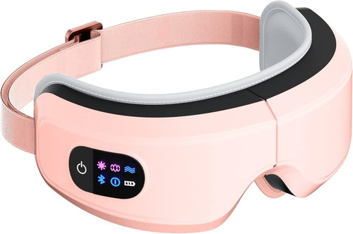 Heated Eye Massager Airbag Kneading Vibration Bluetooth Mask Pink