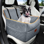 Elevated Dog Booster Car Seat Memory Foam Travel Bed Washable Grey