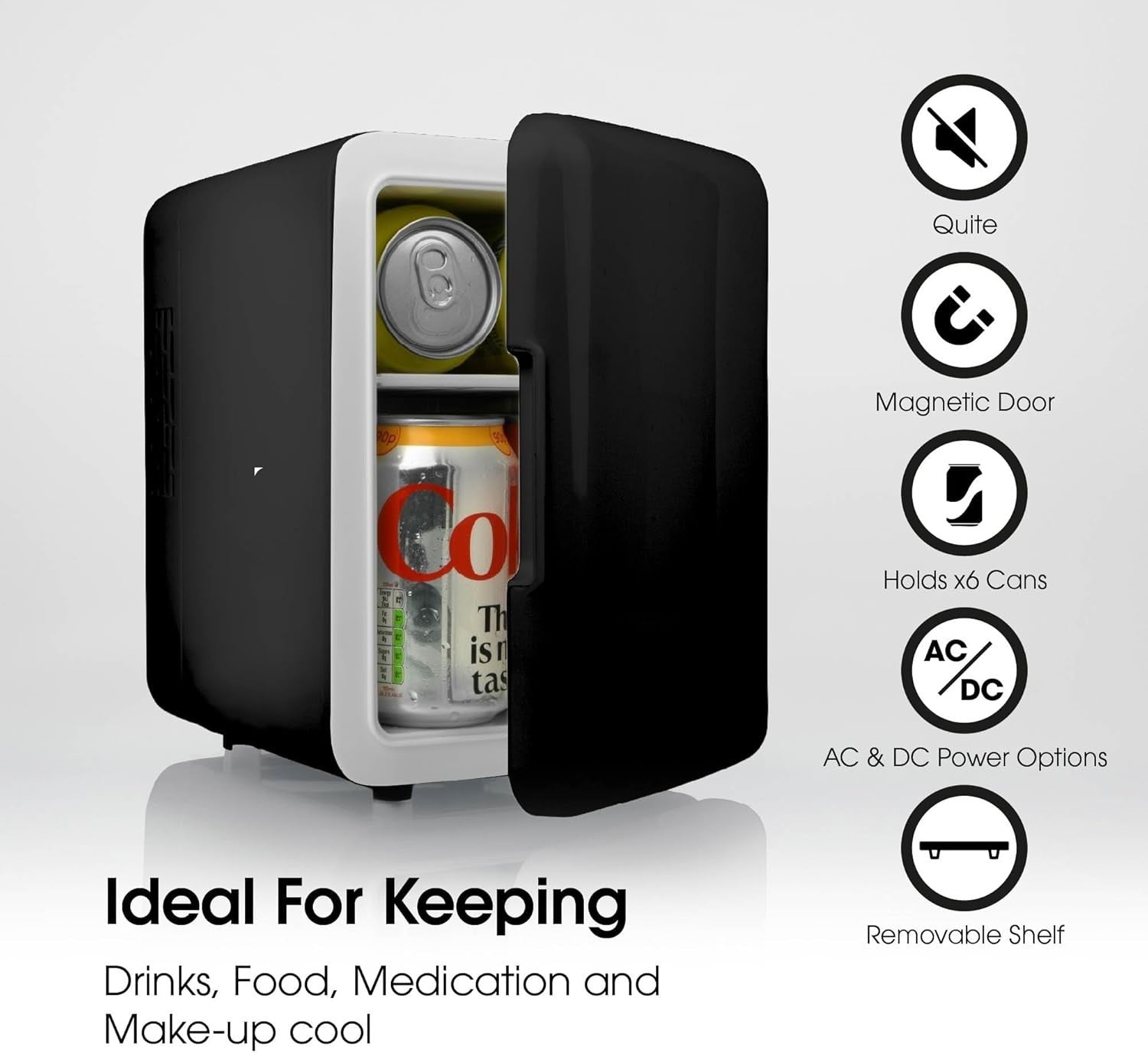 4L SLx Mini Fridge Portable AC/DC Cooler Quiet Eco-Friendly Black