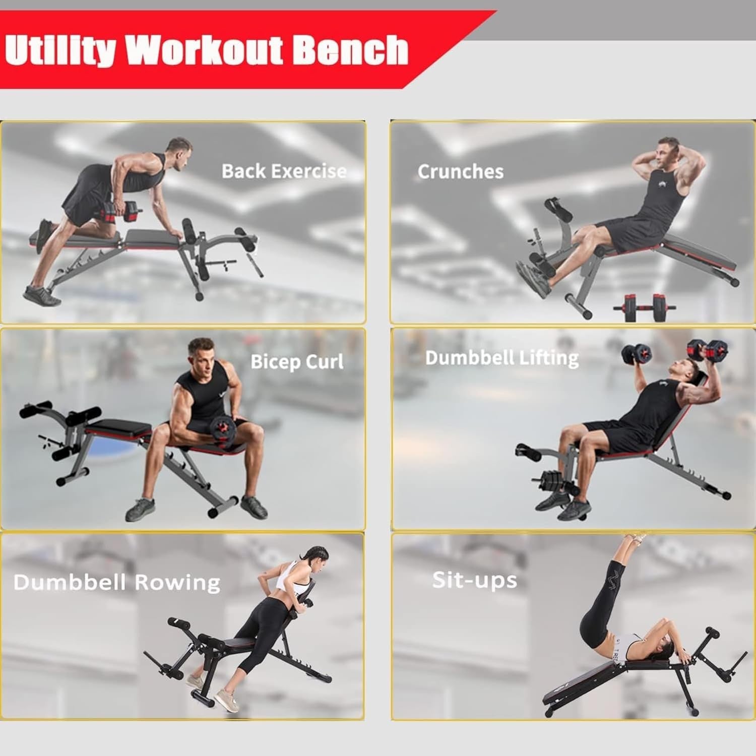 Adjustable Weight Bench With Leg Extension Curl Foldable Home Gym