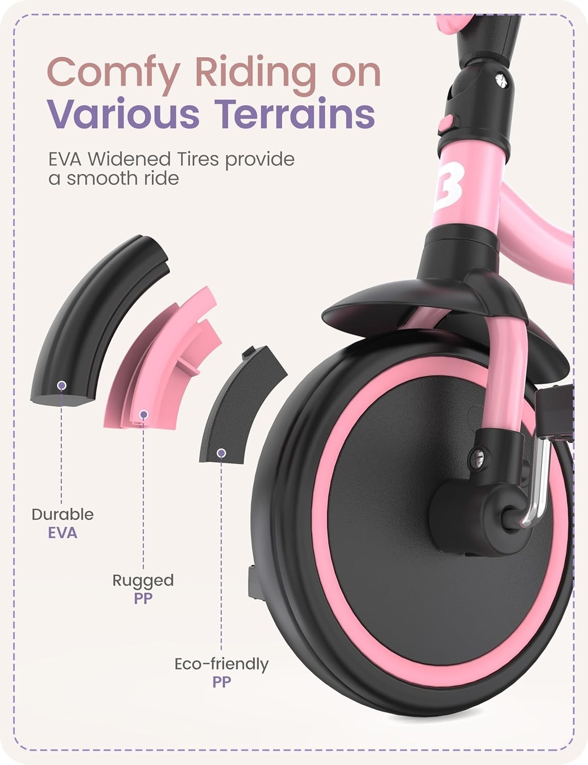 Kids Tricycle Toddler Trike Foldable Balance Bike Pink Age 18M-5Y