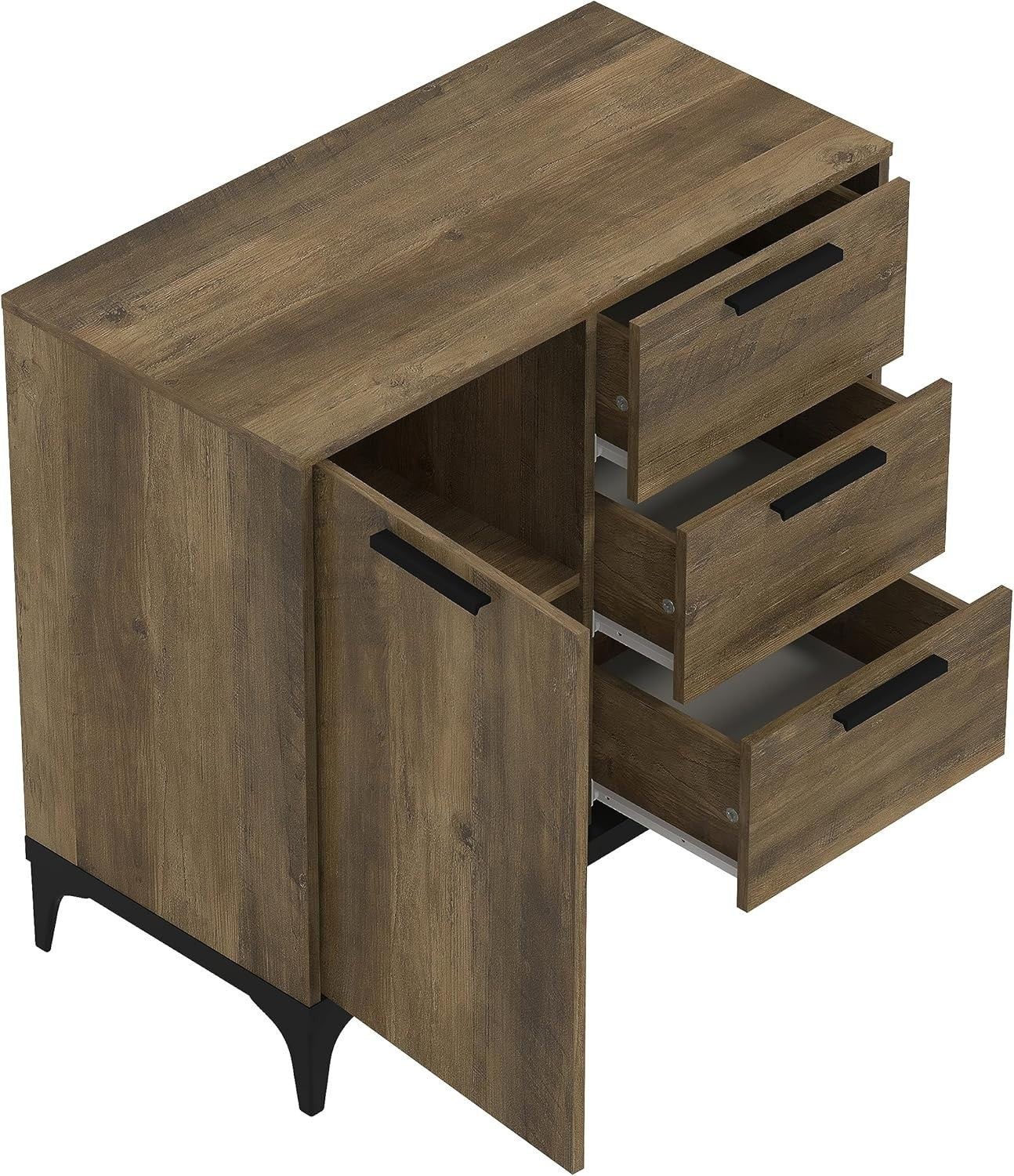 Oak Sideboard Storage Cabinet 1 Door 3 Drawer Adjustable Shelf Unit