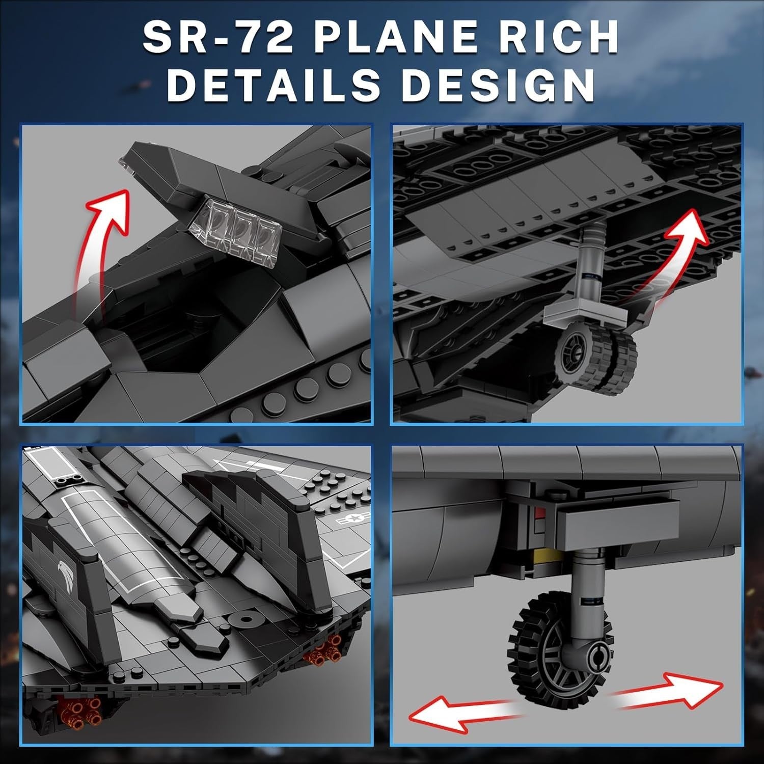SR-72 Military Jet Building Blocks 1880Pcs Tactical Aircraft Model Toy