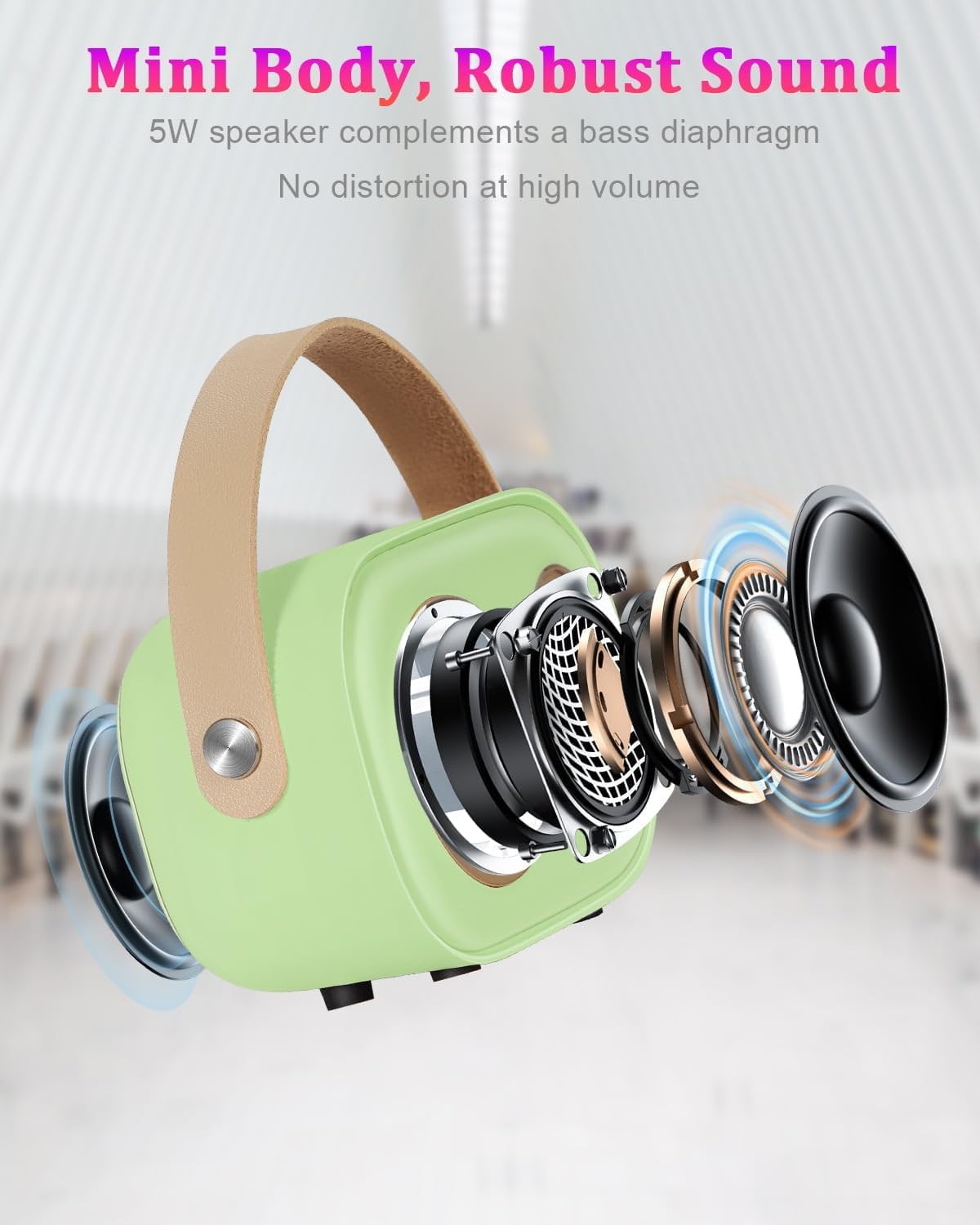 Mini Karaoke Machine Bluetooth 2 Wireless Mics Green Portable