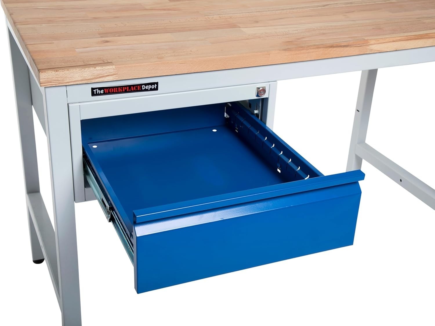 Heavy Duty Metal Workbench 3 Drawers 150kg Steel Frame 30mm Wood Top 1600mm