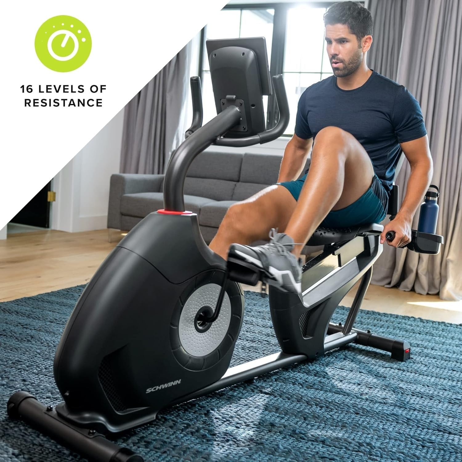 Recumbent Exercise Bike Magnetic Bluetooth LCD Quiet Lumbar Support Home Gym