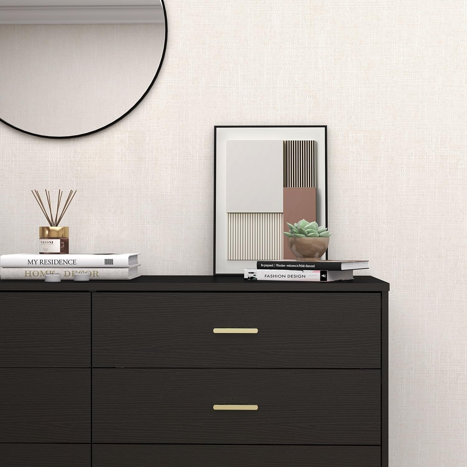 Modern Black Gloss 8-Drawer Wide Storage Chest Bedroom Furniture