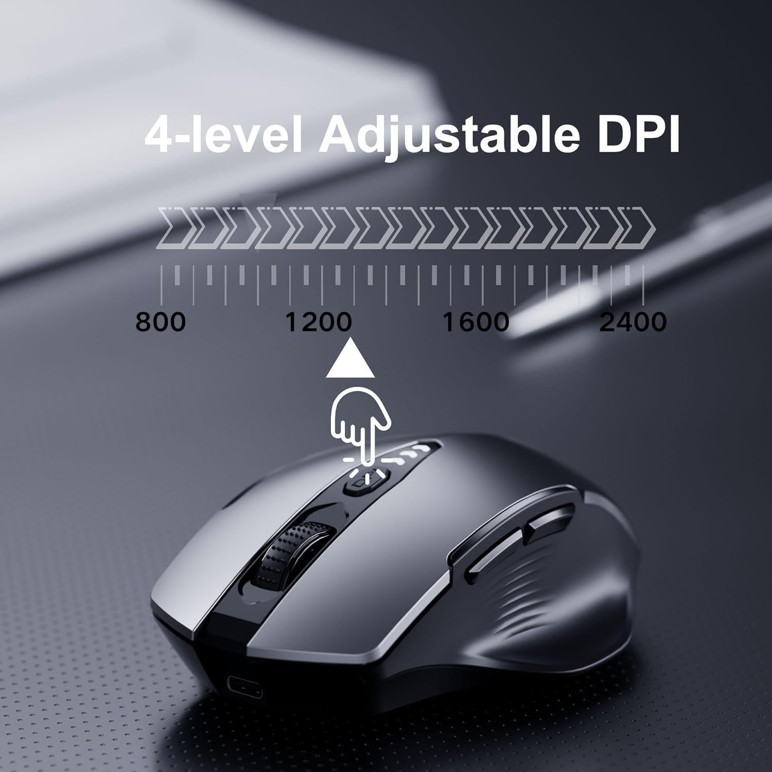 Rechargeable Wireless Mouse Battery Display Adjustable DPI 2.4G USB PC Laptop