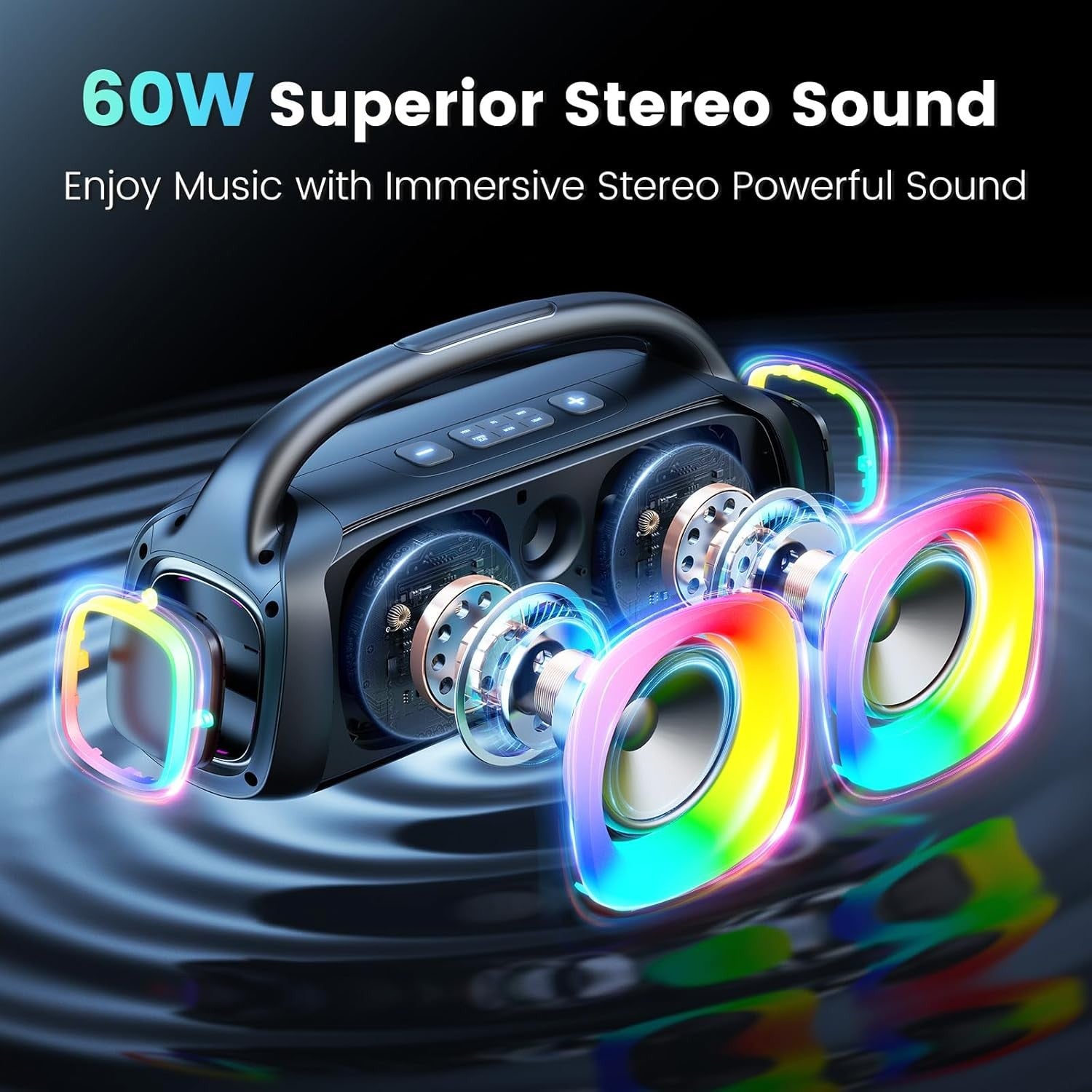 Karaoke Machine with 2 Wireless Mics Bluetooth 5.3 LED