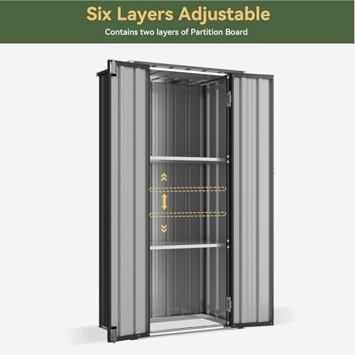 Aoxun 2.5×1.5ft Metal Garden Storage Cabinet Outdoor Vertical Shed Black