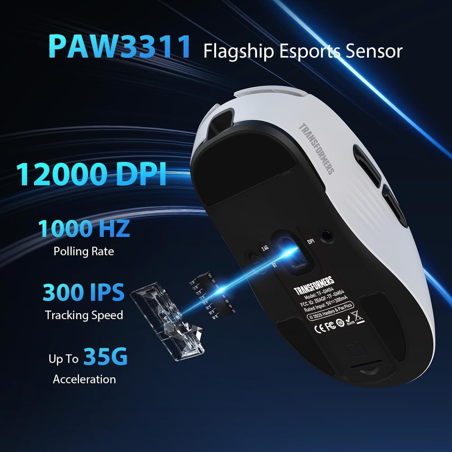 Lightweight Gaming Mouse 63g Wireless 12000 DPI RGB Programmable
