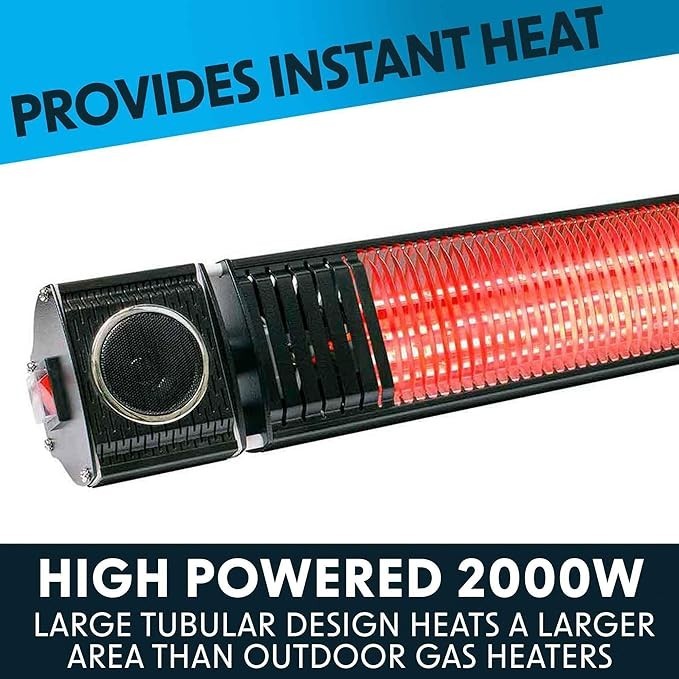 Outdoor Infrared Patio Heater 2000W with Wireless Speakers & Remote Control