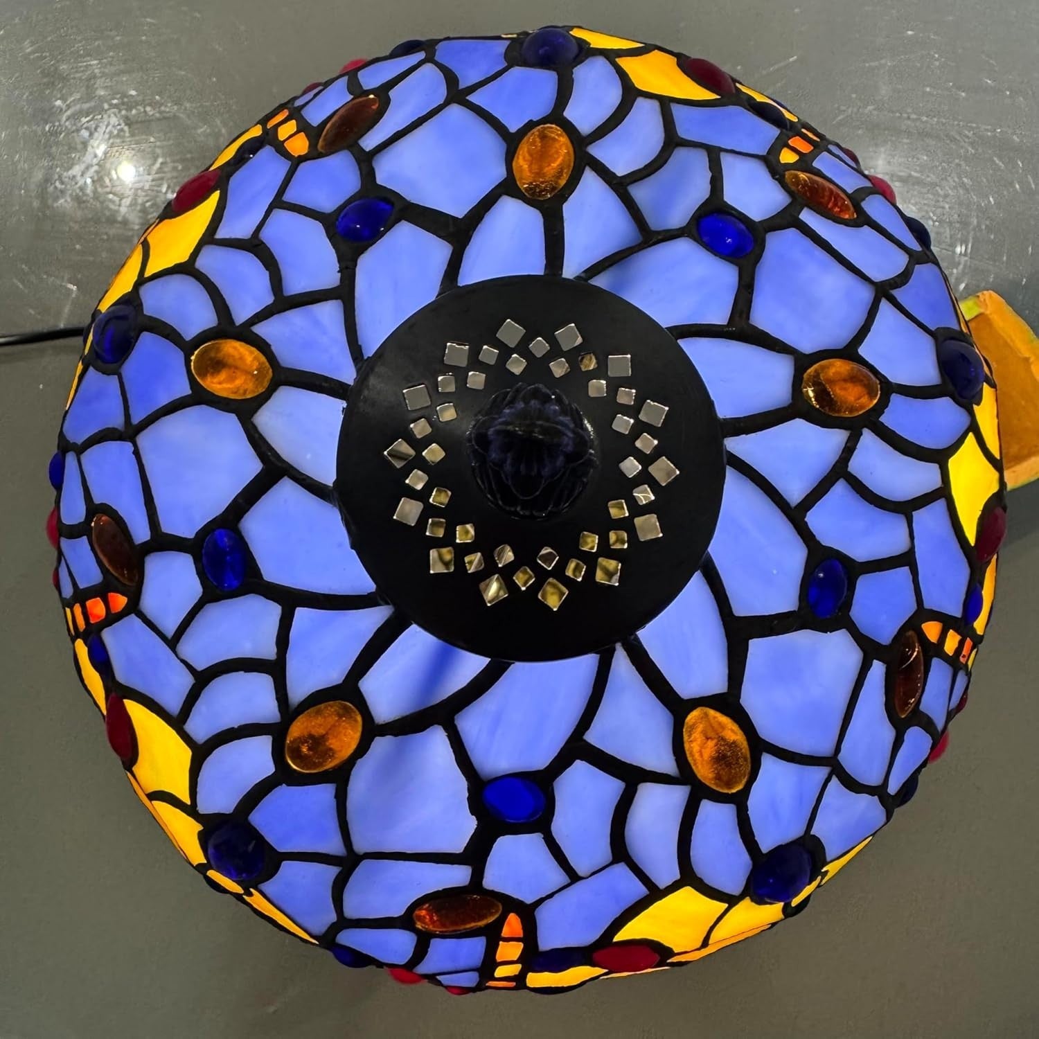 Antique Stained Glass Table Lamp Dragonfly Design Desk Light for Bedroom