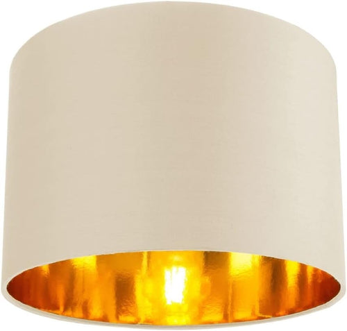 Cream Drum Lampshade 25cm Copper Inner Table Pendant Light Shade