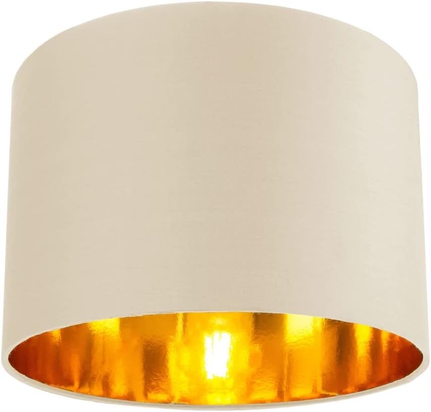 Cream Drum Lampshade 25cm Copper Inner Table Pendant Light Shade