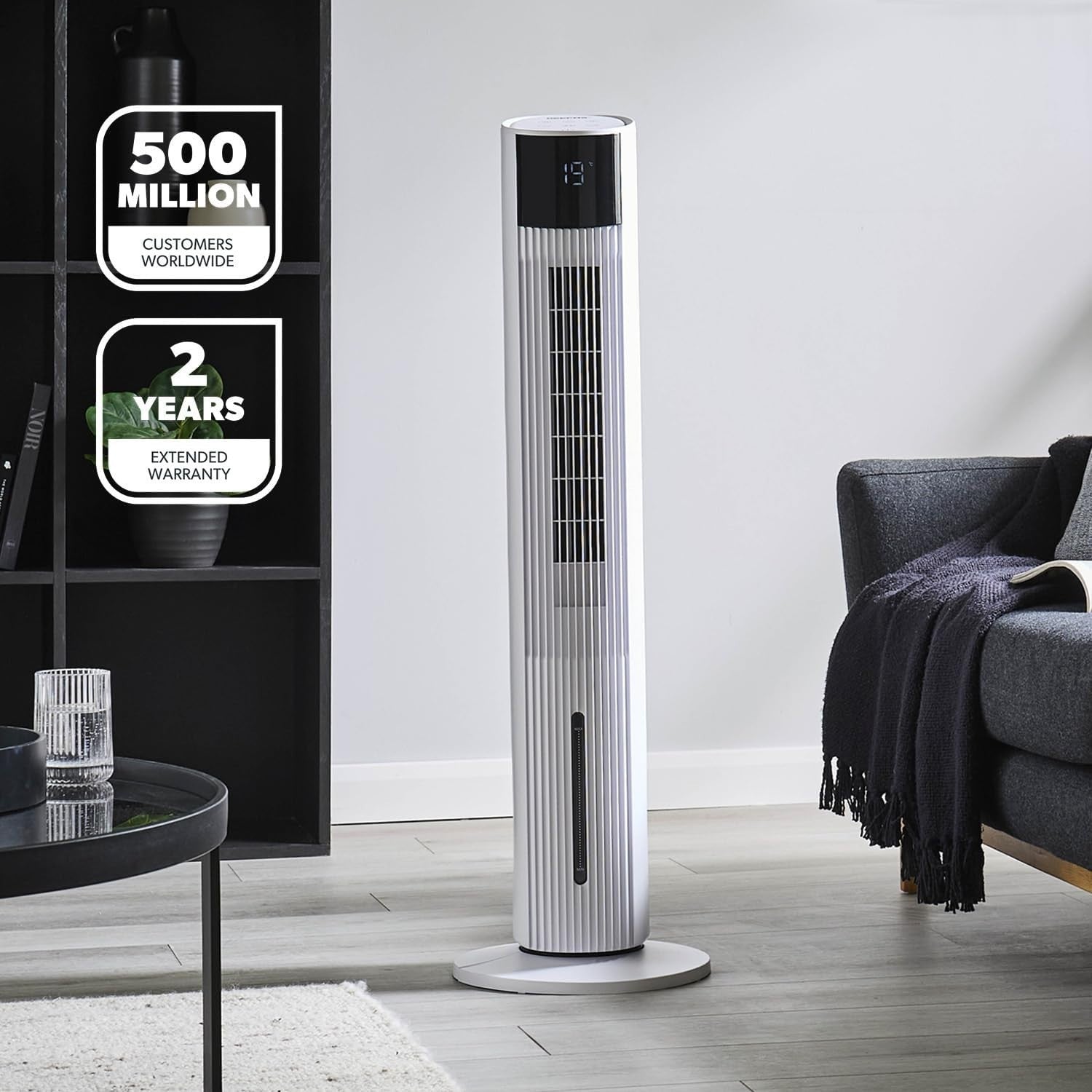 42" Tower Fan – Bladeless White Cooling w/ Remote, 12h Timer & 3 Speed Settings