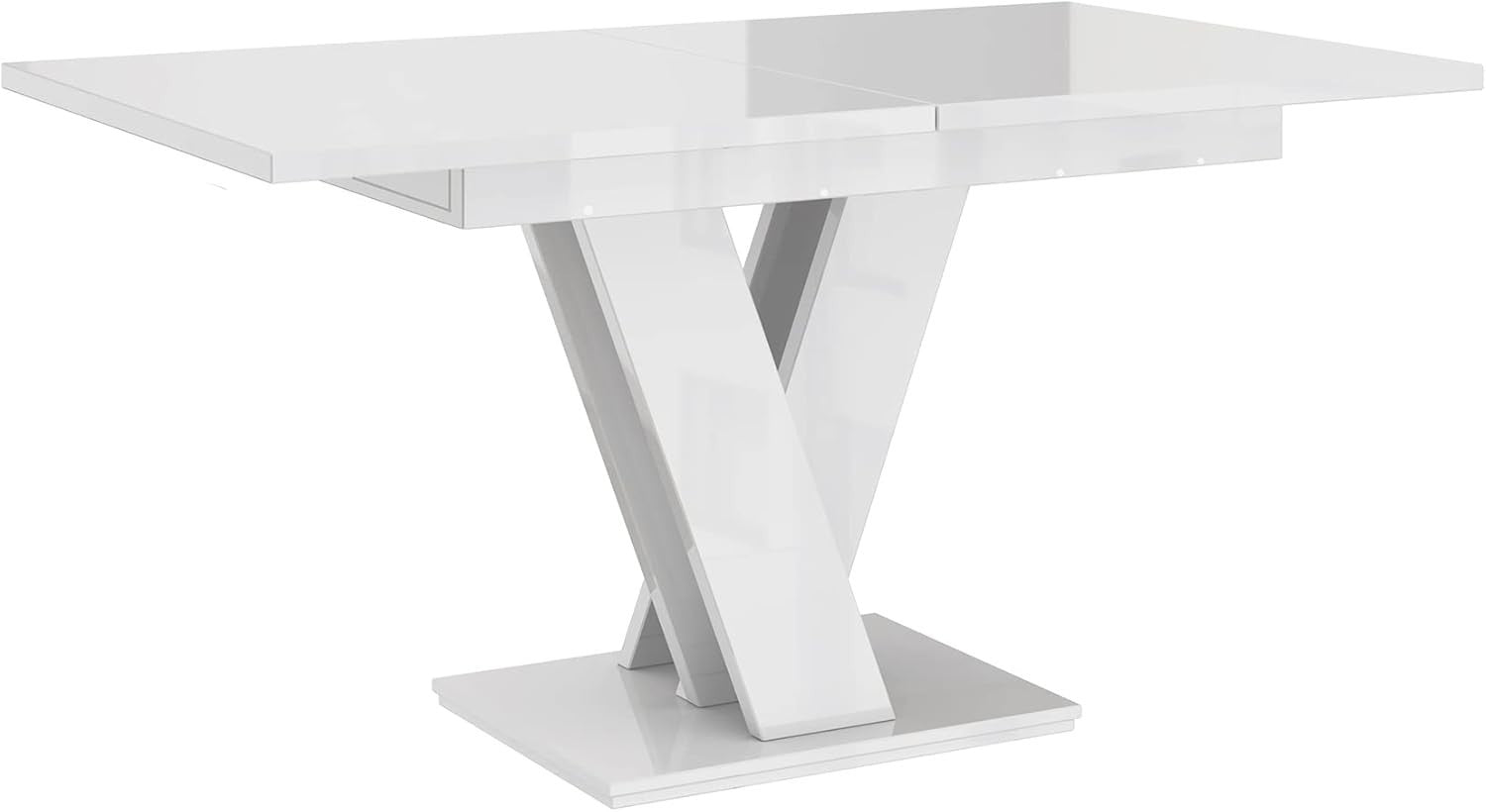 White Gloss Extendable Dining Table Modern 120–160cm Space Saving Room