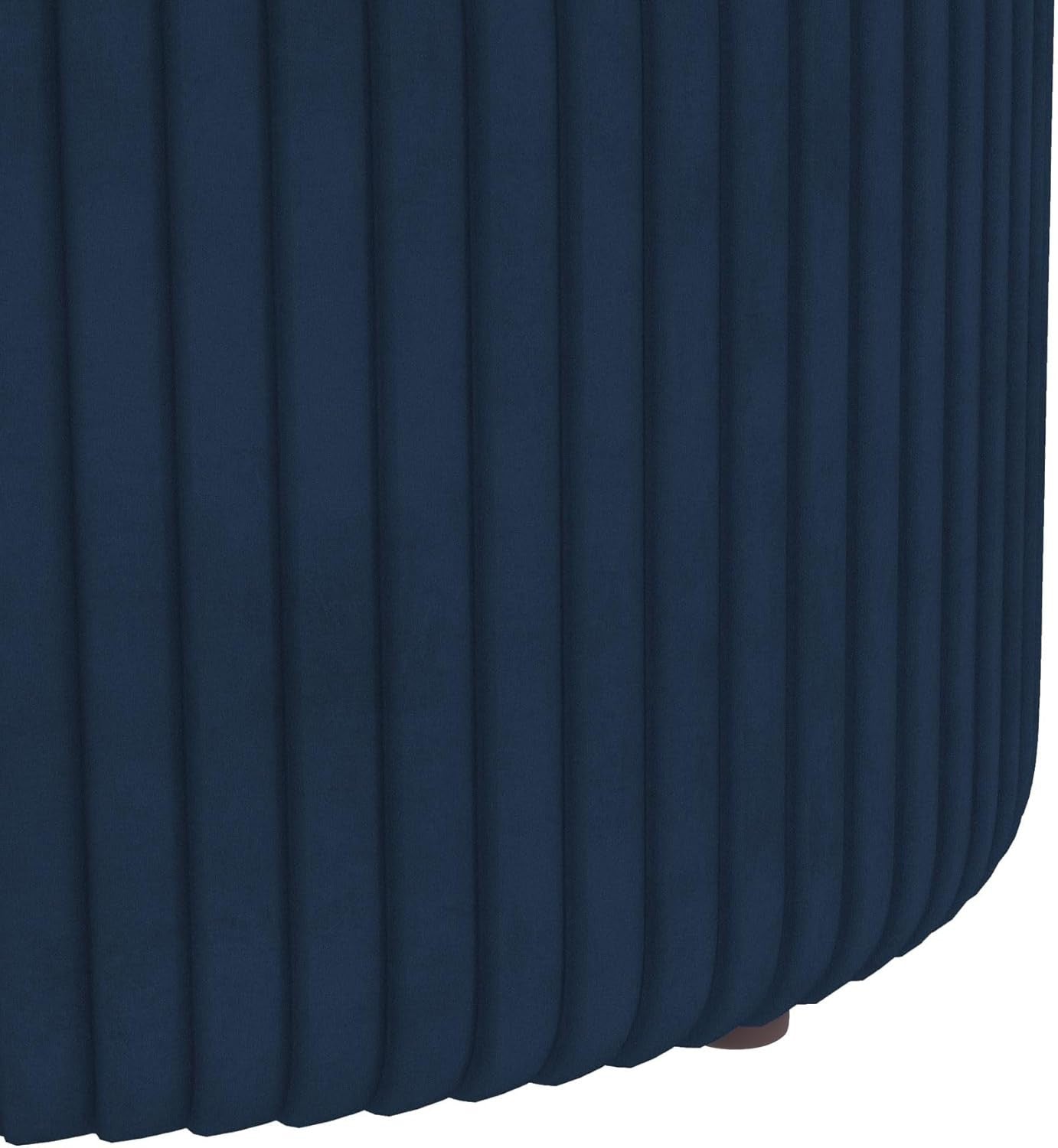 Dark Blue Velvet Round Storage Stool – Padded Ottoman with Hidden Space