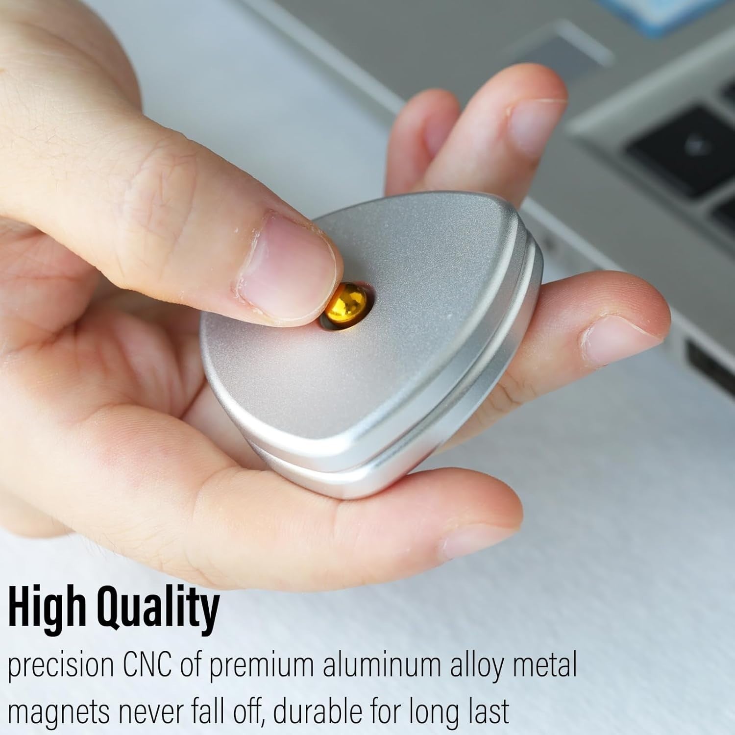 Silver Triangle Magnetic Fidget Coin Slider Silent Clicker EDC