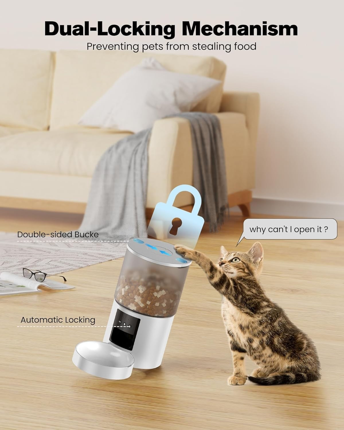 WiFi Automatic Pet Feeder 6L Smart Food Dispenser Timer Voice Record