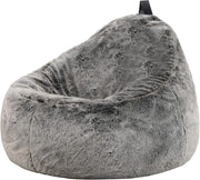 Large Faux Fur Bean Bag Chair Grey Adult Cozy Lounge Seat Living Room