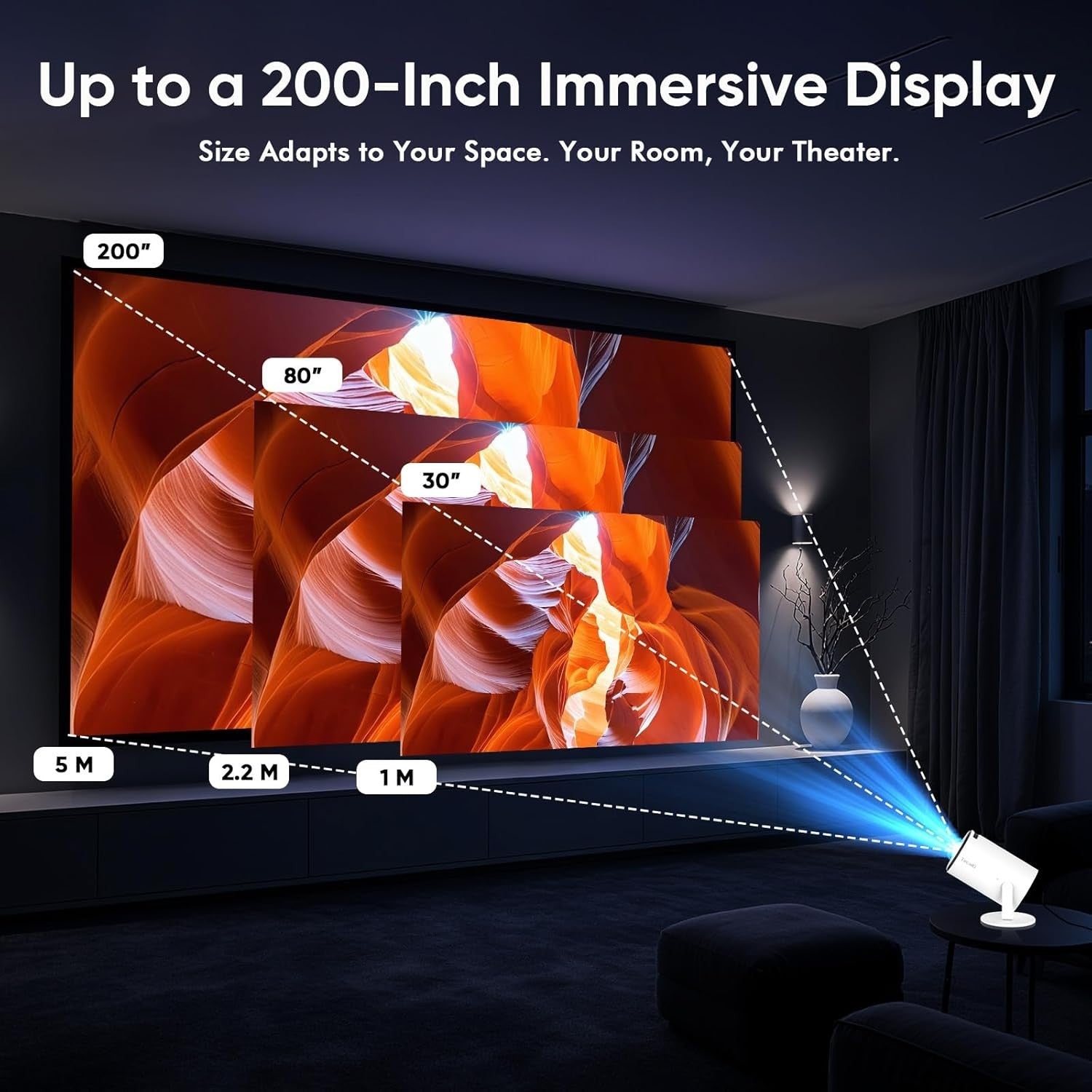 1080P WiFi6 Mini Projector Bluetooth 180° Auto Keystone