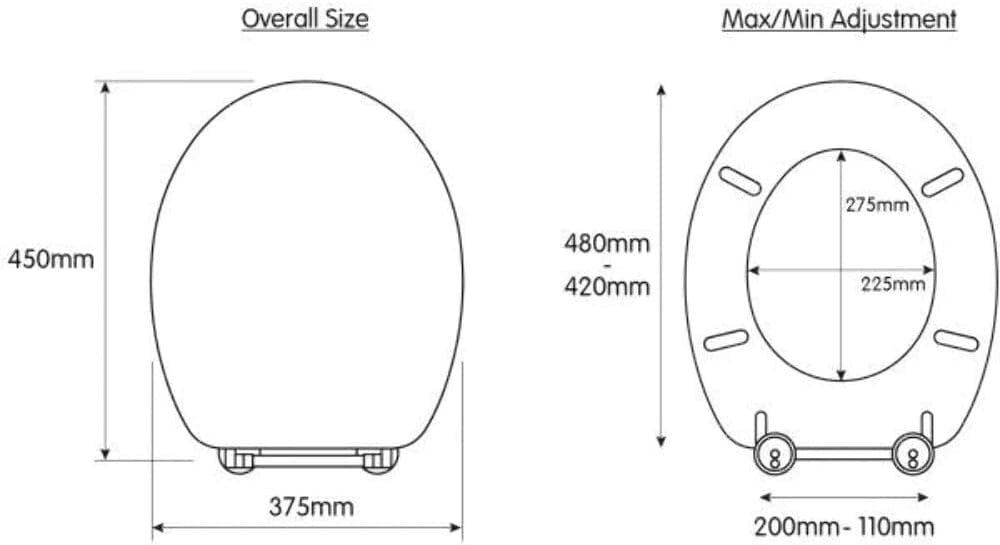 Kielder White Wooden Toilet Seat Oval Flexi-Fix Adjustable Hinges Antibacterial