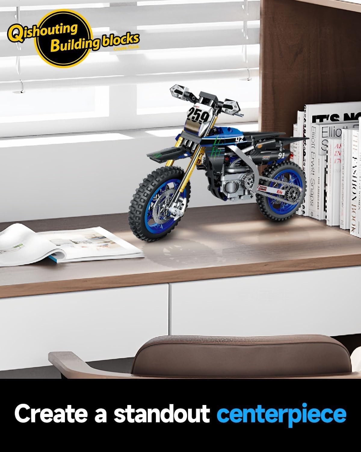 506 PCS Off-Road Dirt Bike Building Kit - Realistic 1:8 Scale Model Toy
