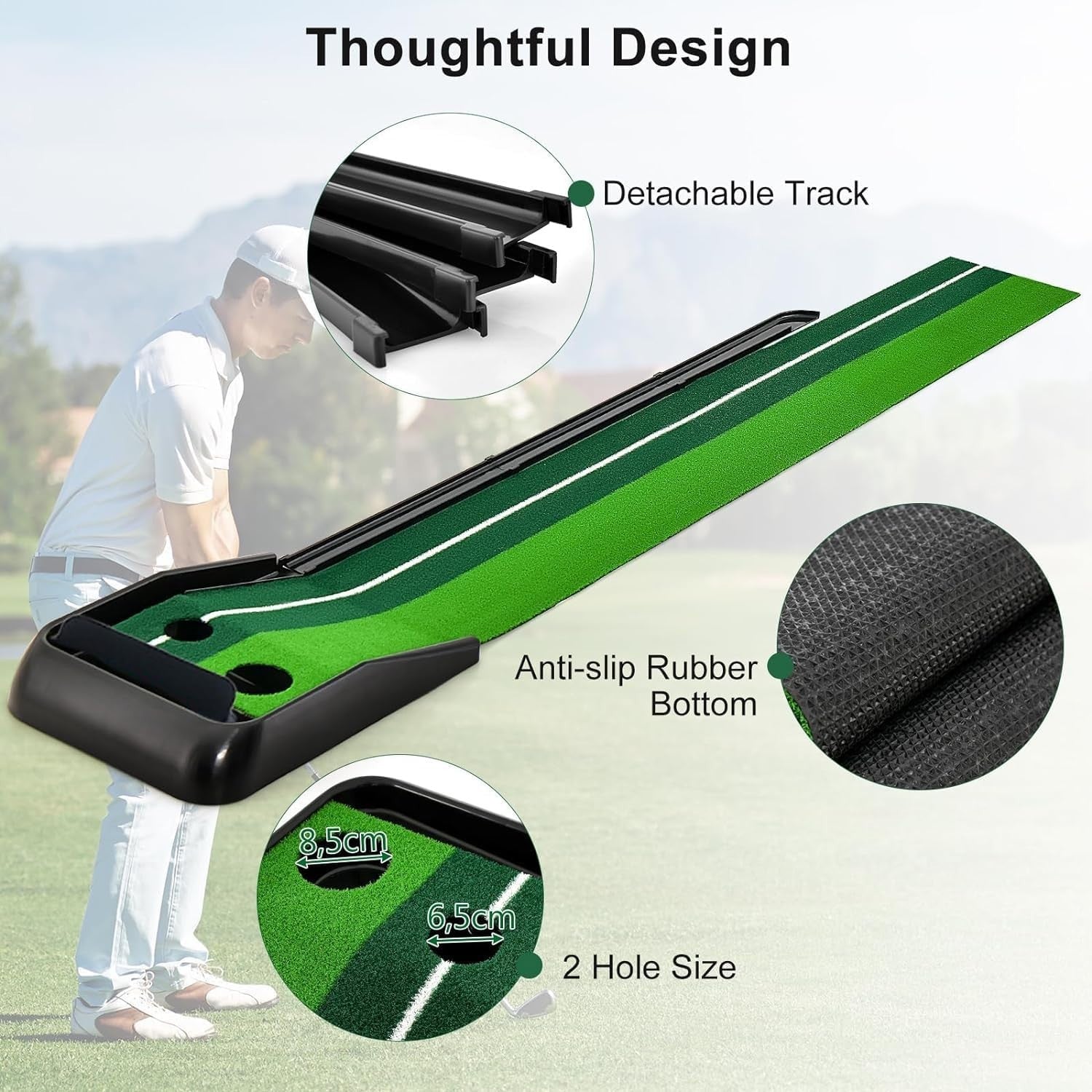 Golf Putting Mat Auto Ball Return Indoor Practice Trainer Home Office