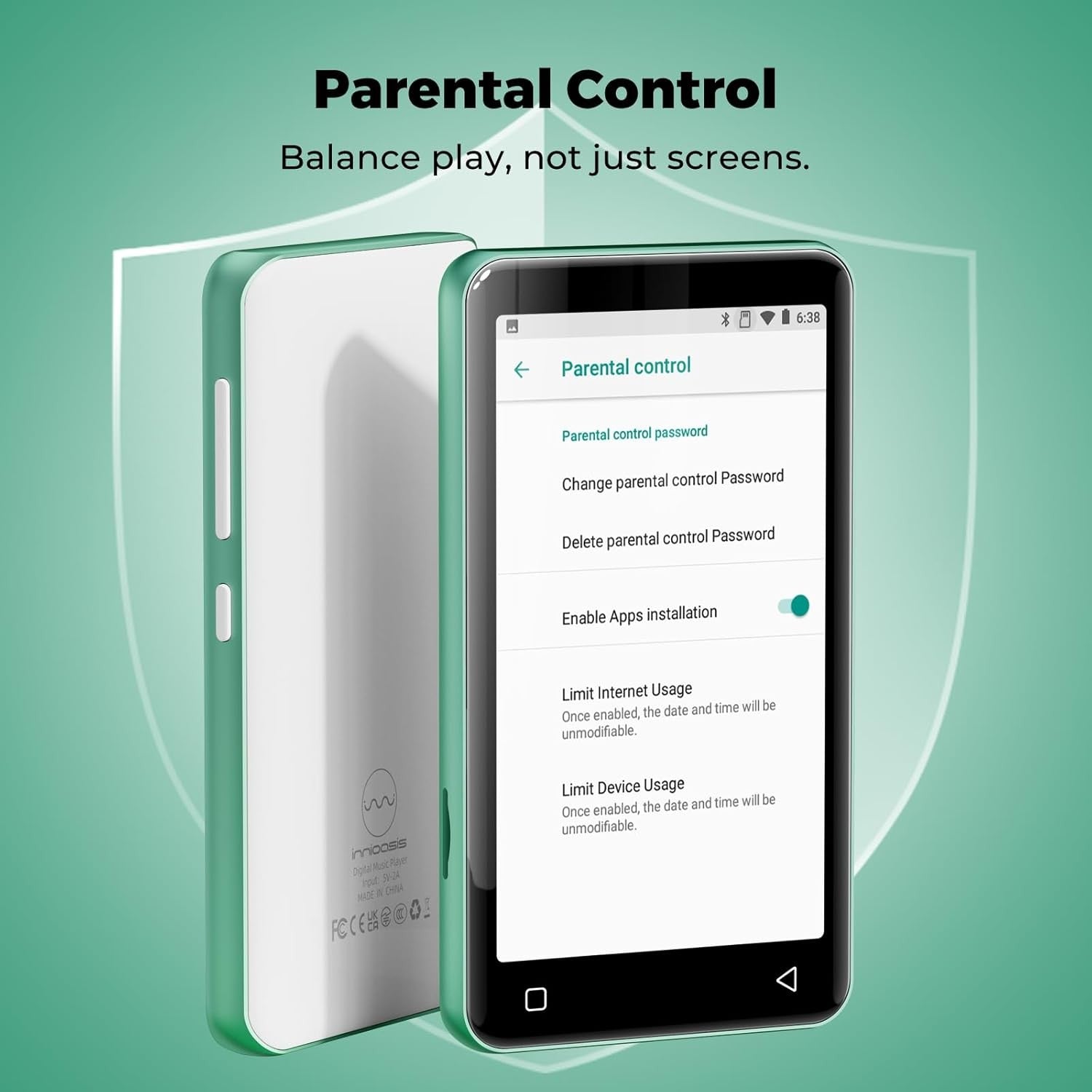80GB MP3 Player WiFi Bluetooth 4.0" Touch Screen Green